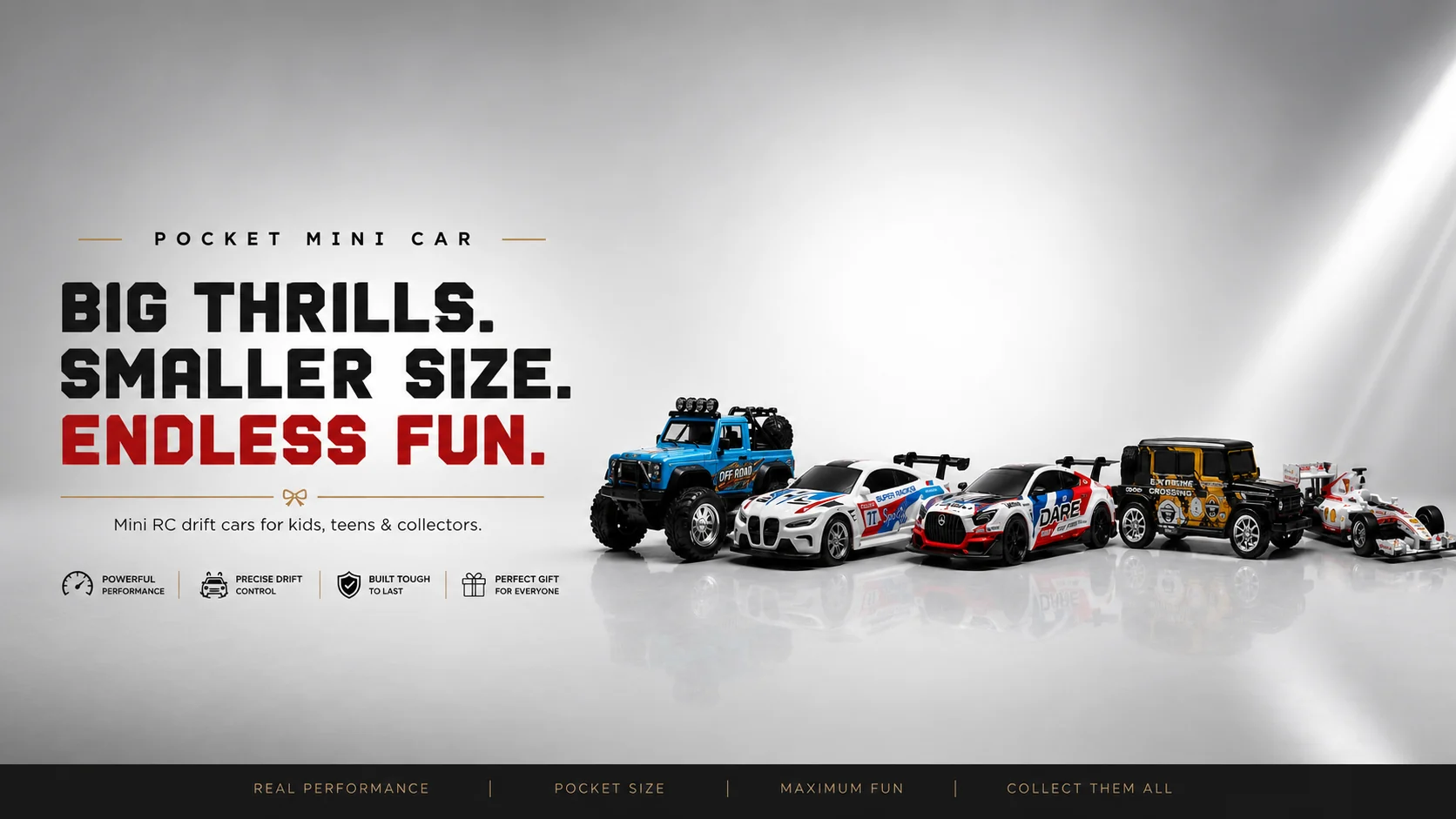 PRC pocket mini RC car lineup — big thrills, smaller size